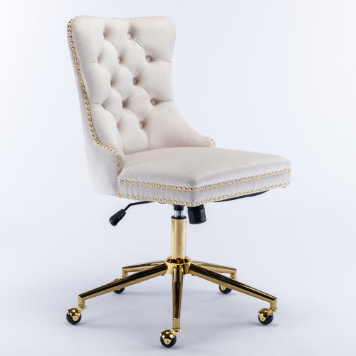 Velvet Fabric Tufted Button Home Office Chair