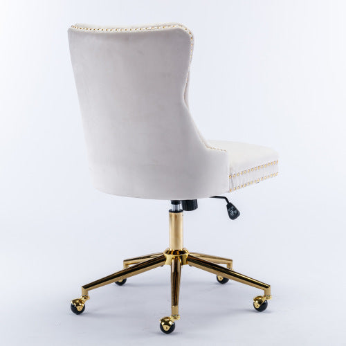 Velvet Fabric Tufted Button Home Office Chair